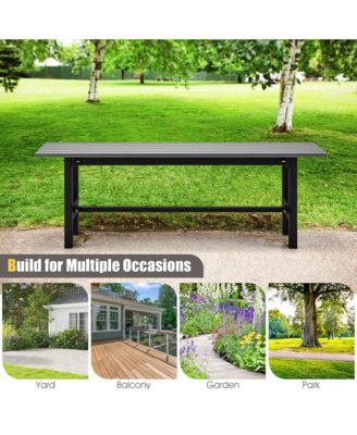 Outdoor HDPE Bench w/ Metal Frame 47'' x 14'' x 16'' for Yard Garden
