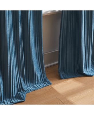 Glam Pleated Velvet Light Filtering Window Curtain Panels Pair 38x84