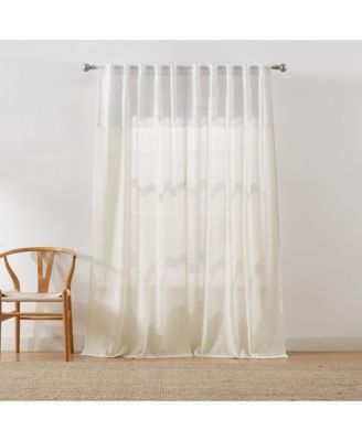 Brigitte Embroidery Eyelet Scalloped Edge Window Curtain Panels Neutral Pair 38x84