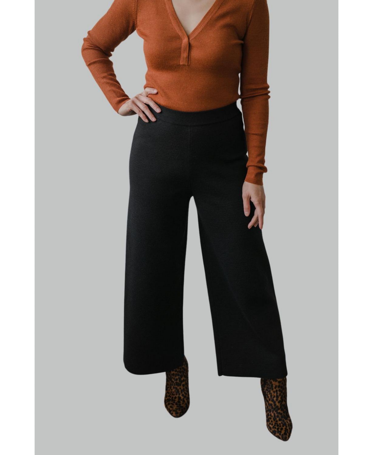 Women's Zoe Checkered Knit Trousers - Black