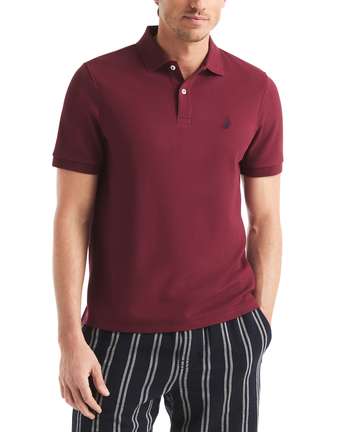 Nautica Men's Classic-fit Logo Polo Shirt In Burgundy