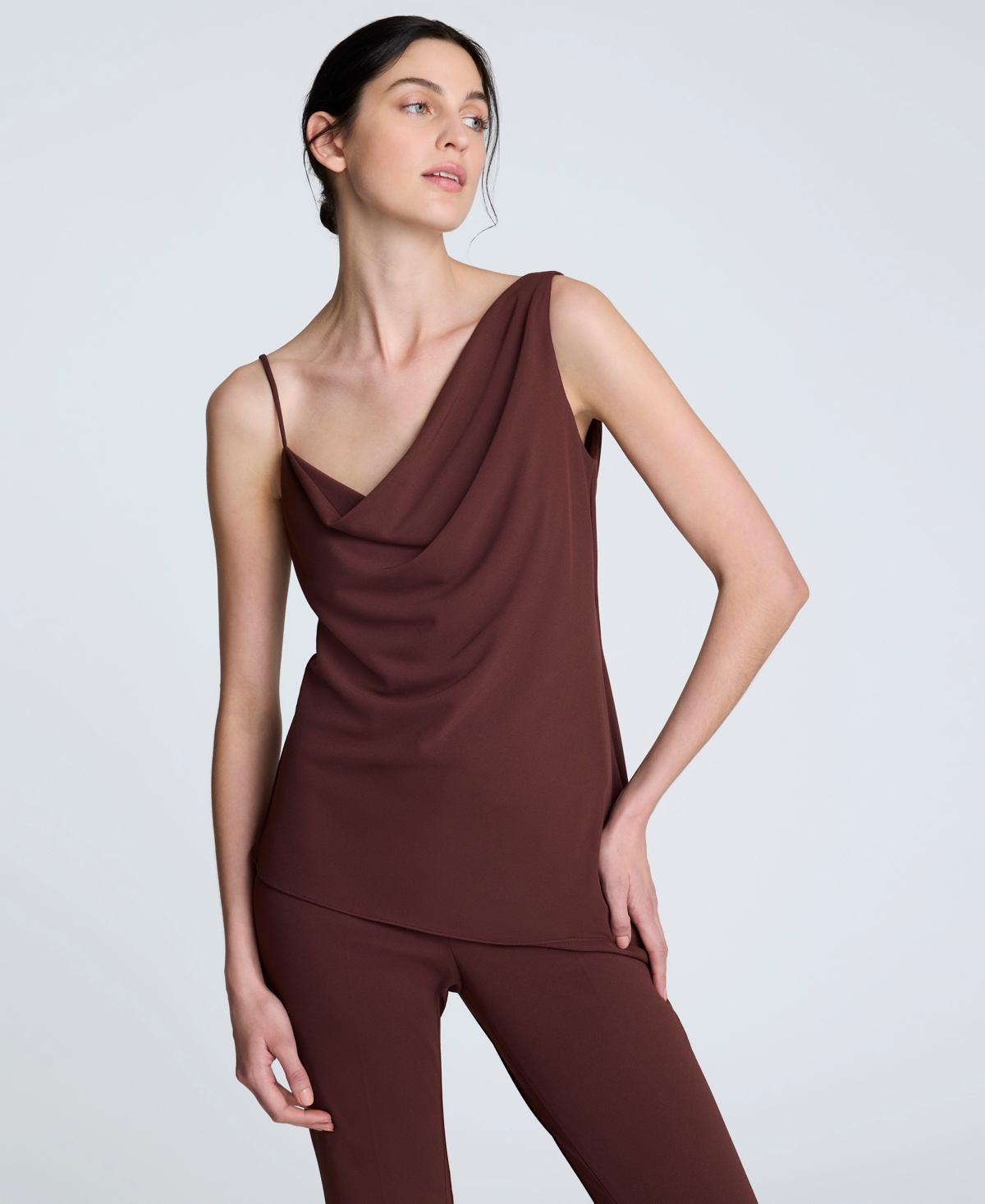 Women's Asymmetric Sleeveless Top - Burgundy Spice