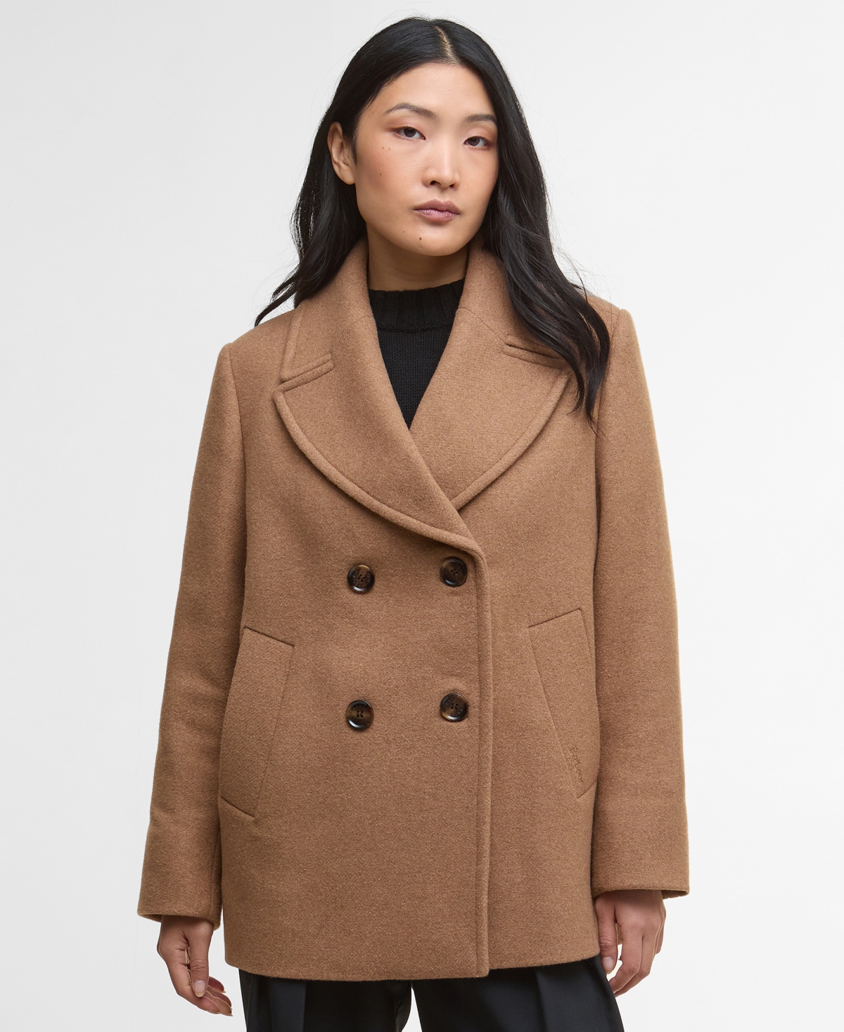 Barbour Women's Indie Double-breasted Peacoat In Brown