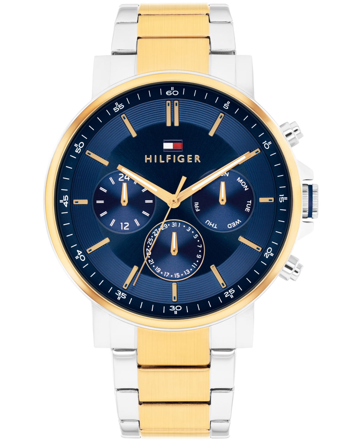Men's Multifunction Two-Tone Stainless-Steel Bracelet Watch, 43mm - Navy