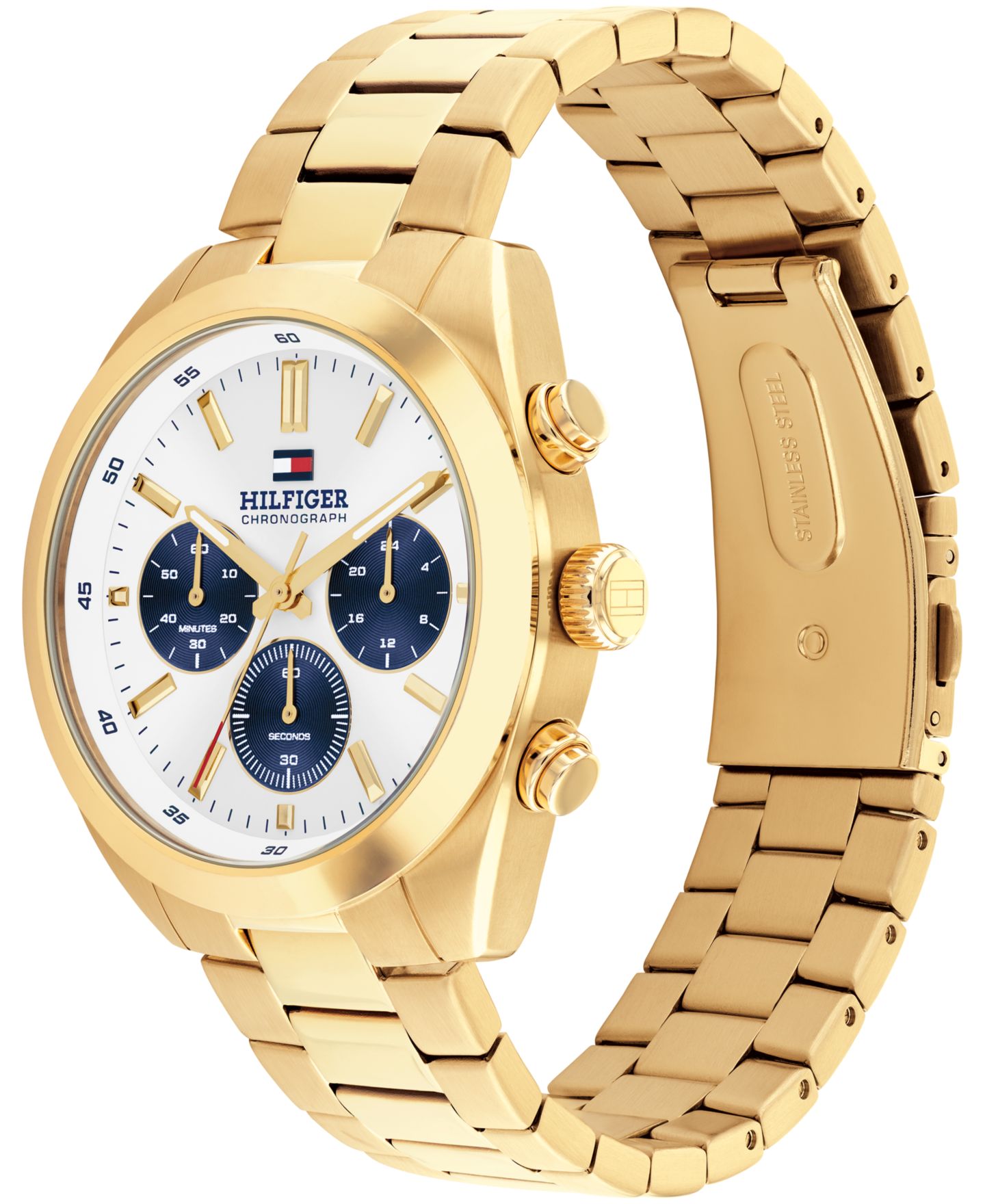 Мужские часы Tommy Hilfiger Chronograph Gold Tone Stainless Steel Bracelet Watch, 40mm — фото 2