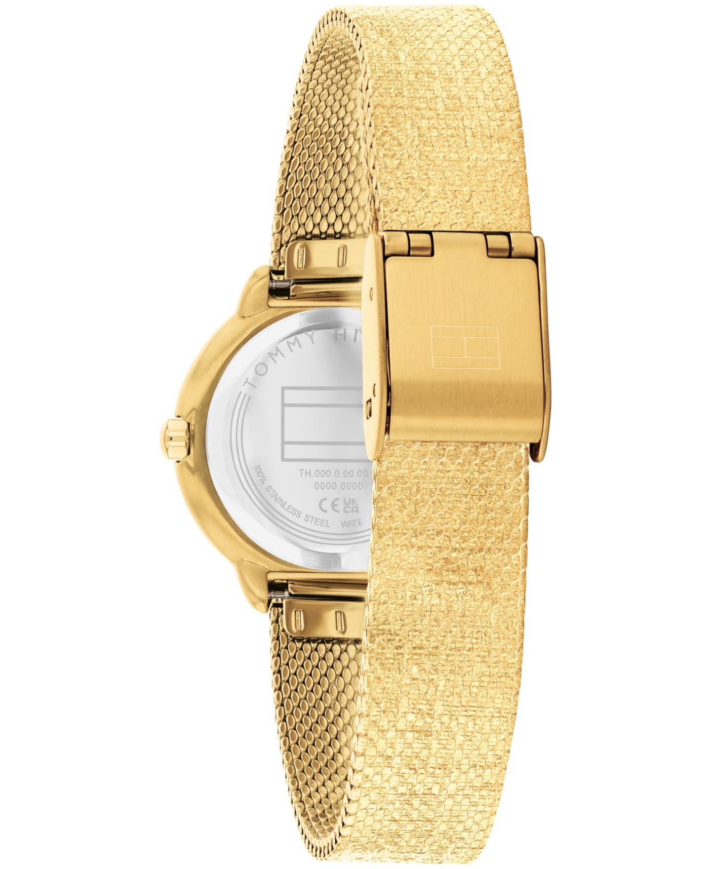 Женские часы Tommy Hilfiger Quartz Gold Tone Stainless Steel Mesh Bracelet Watch, 26mm — фото 4