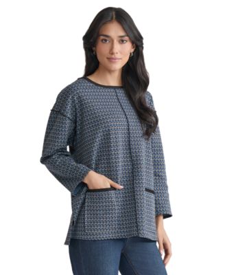 Women's Seamed Pocket-Front Long-Sleeve Top