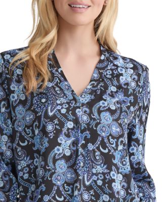 Women's Paisley-Print 3/4-Sleeve Tunic Top