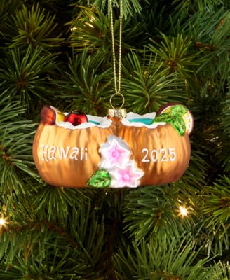 Hawaii 2025 Glass Coconut Drink Ornament, Macy's Exclusive