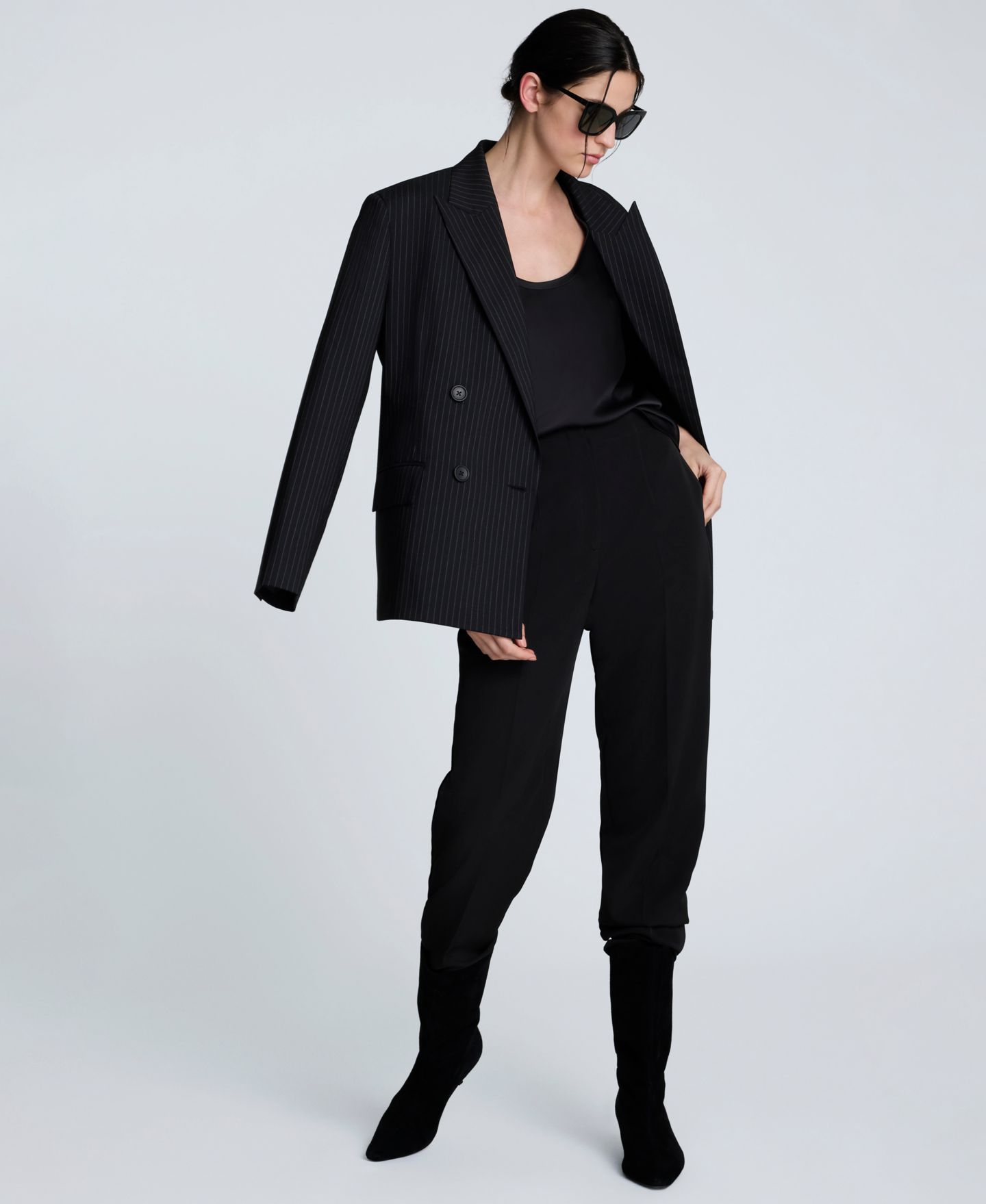 Женские брюки Kenneth Cole Luxe Twill Straight-Leg, цвет: Чёрный — фото 5