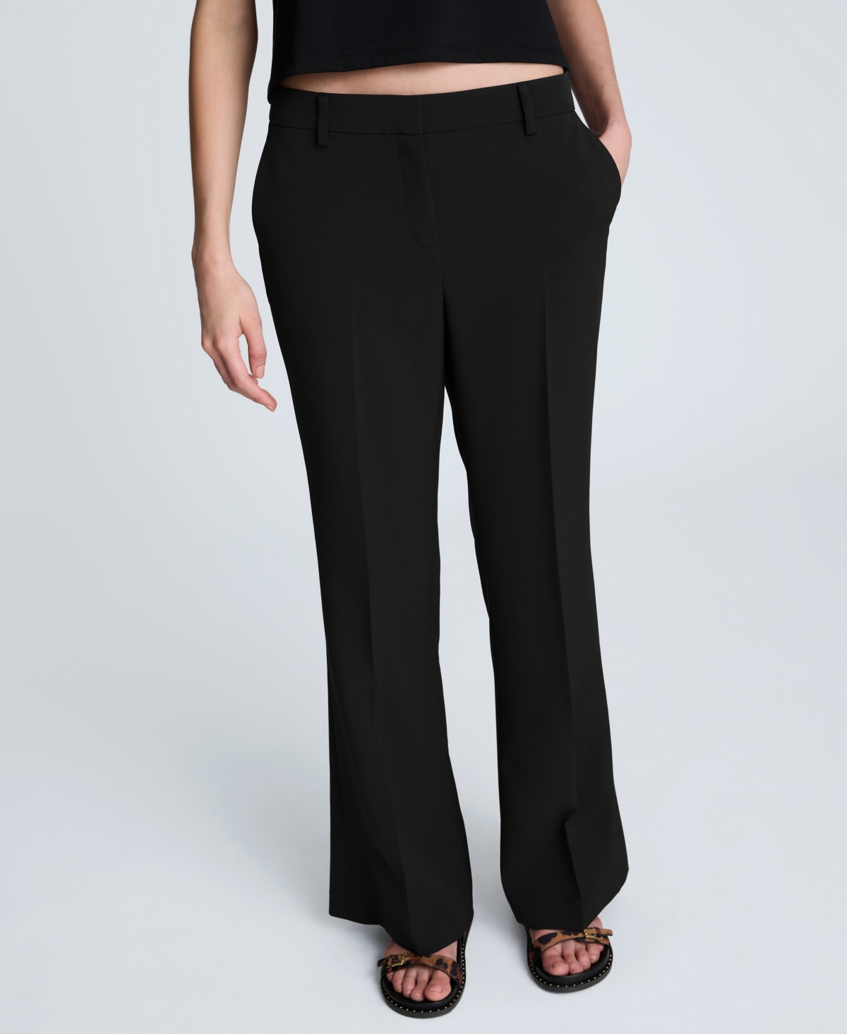 Women's Luxe Twill High Rise Flare Pants - Black