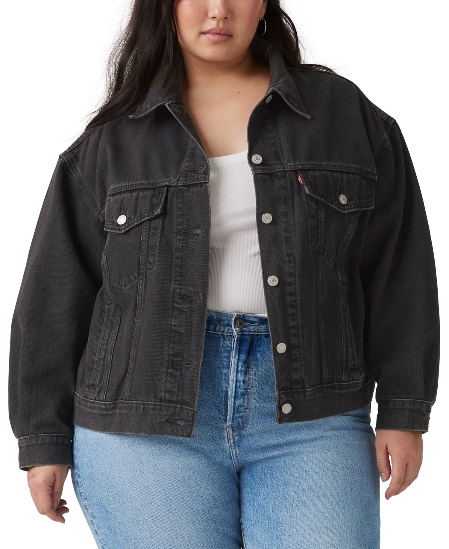 Plus Size '90s Cotton Denim Trucker Jacket