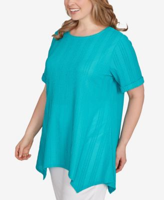 Plus Size Solid Crinkle Knit Top