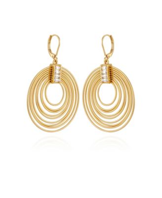 Tiered Gold Hoop Earrings with Baguette Crystals
