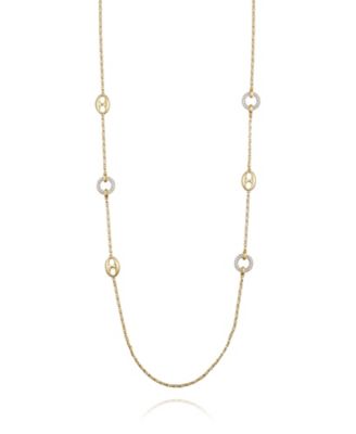 Signature Mixed Link Pav&eacute; Long Necklace
