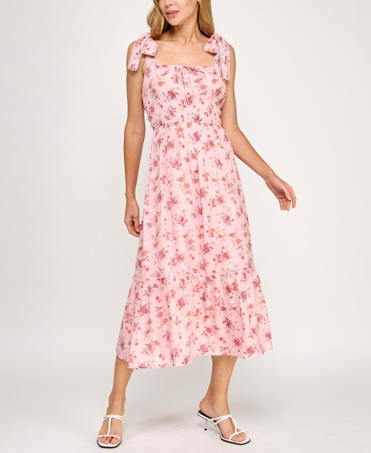 Juniors' Printed Sleeveless Fit & Flare Dress - Mauve floral