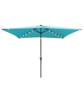 10 x 6.5t Rectangular Patio Solar LED Lighted Outdoor Umbrellas with Crank and Push Button Tilt