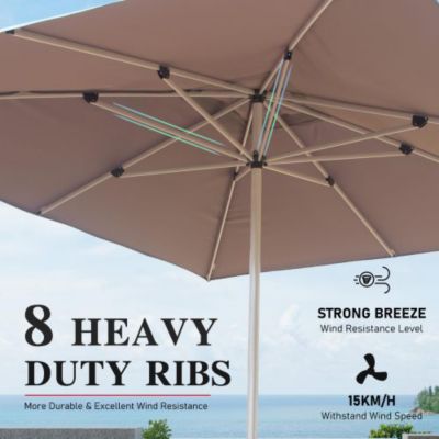Rectangle Patio Umbrella with Crank Lift and Tilt Function Grey Outdoor Market Umbrella