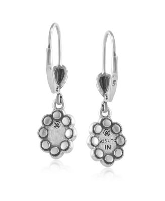 Sterling Silver Kingman Turquoise Concha Lever Back Dangle Earrings