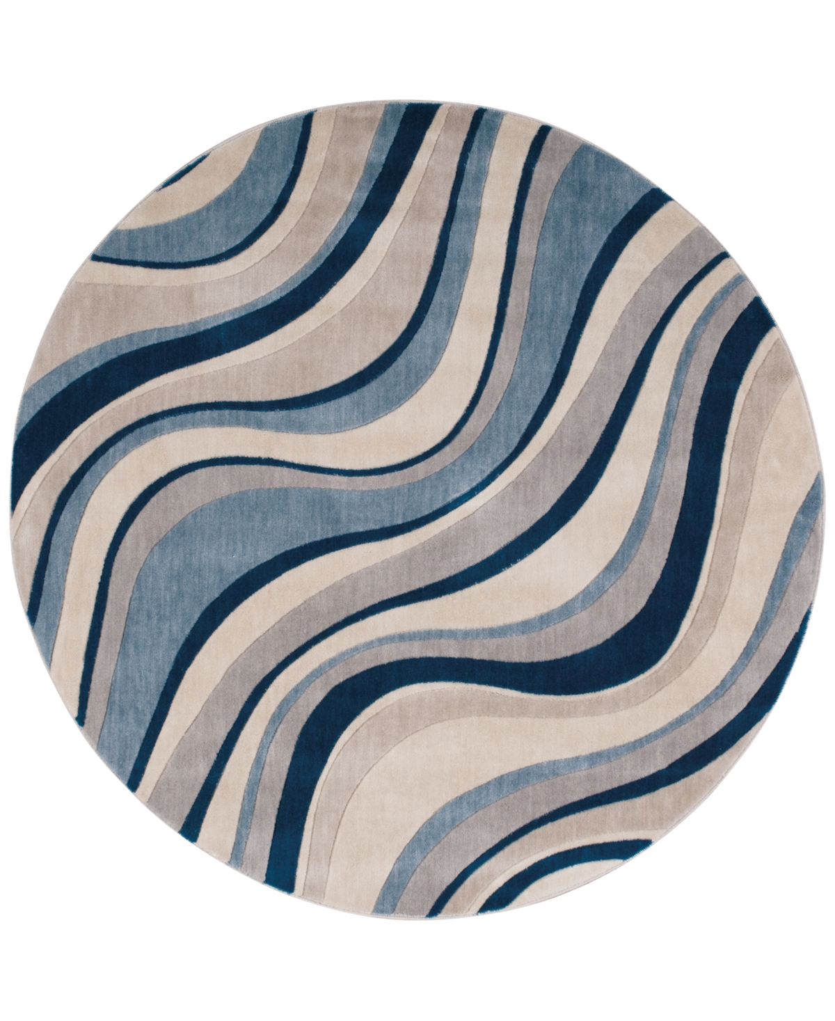 Nourison Home Closeout!  Somerset Wave 5'6" Round Rug In Ivory,blue