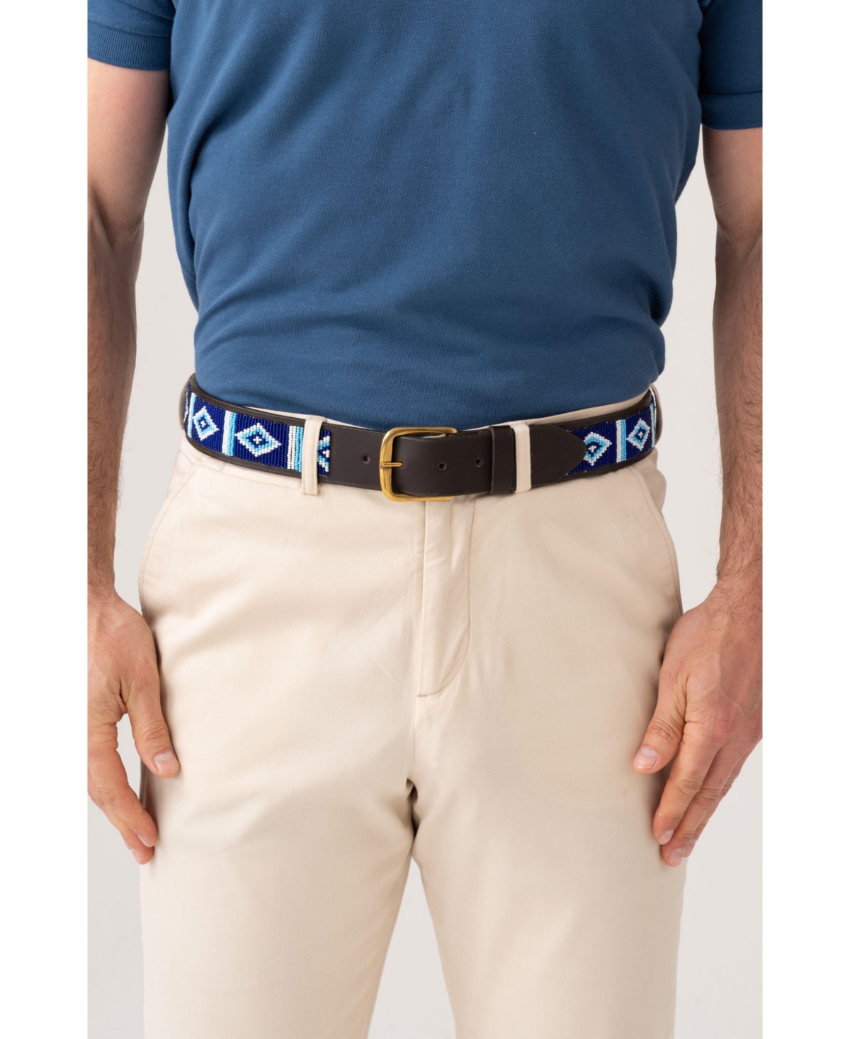 Men's Maasai Beaded Belt Mwezi - Blue/white