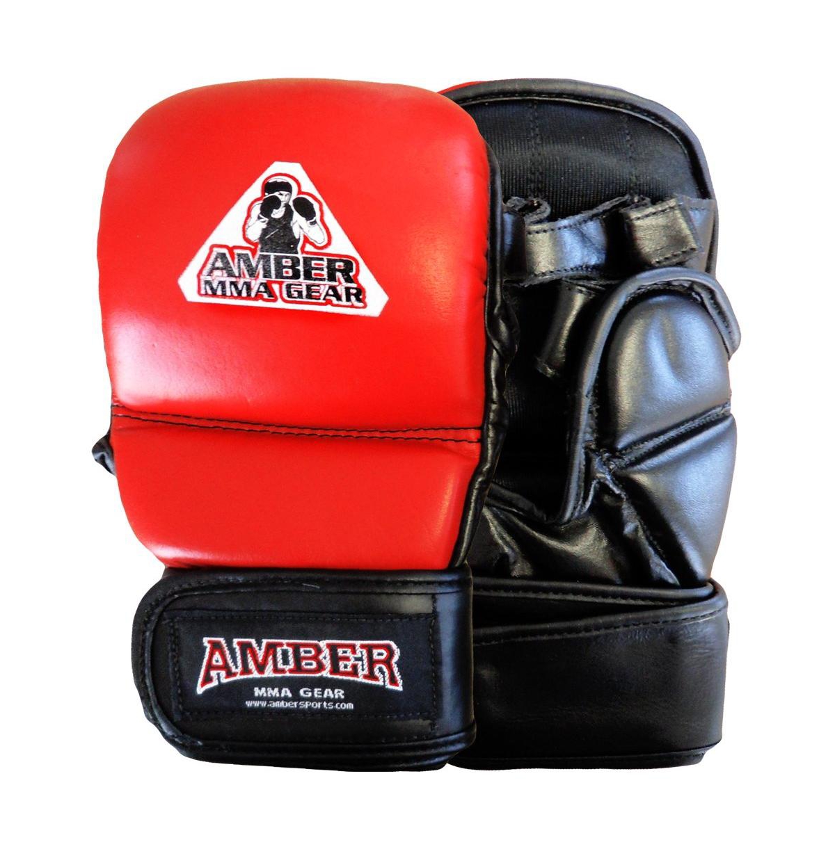 Mma Safety Training Gloves, Premium Leather, Shock Absorbing Foam,Adjustable Velcro Closure, Durable & Comfortable for Sparring,Red,Large