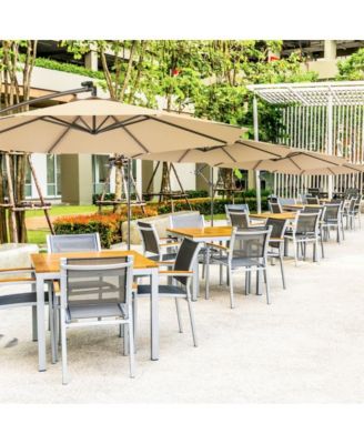 10 Feet Patio Umbrella with Crank and Solar LED Lights