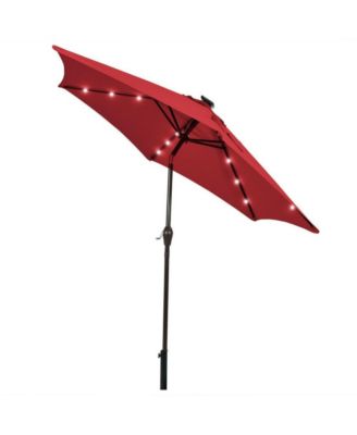 9 Feet Solar LED Lighted Patio Market Umbrella with Tilt Adjustment without Base