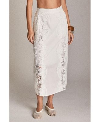 Women's Lace trimed midi skirt