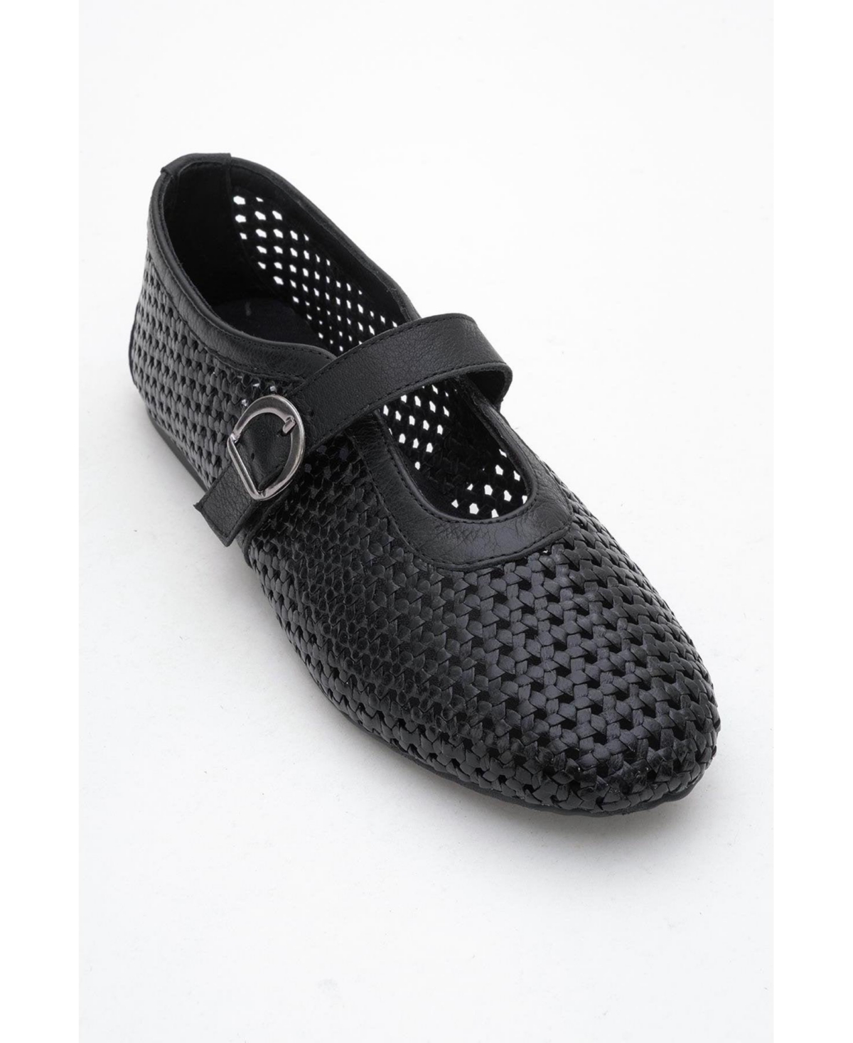 Mirella Braided Leather Ballet Flats (Women) - Black leather