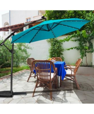 10 Feet 360° Rotation Solar Powered LED Patio Offset Umbrella without Weight Base