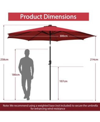 LUCKY ONE 10 Feet Patio Umbrella with 112 Solar Lights and Crank Handle