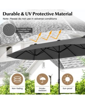 13 Feet Double-Sided Patio Twin Table Umbrella with Crank Handle