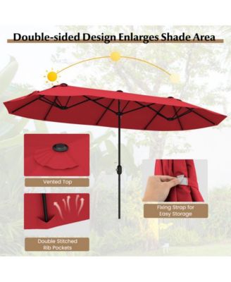 LUCKY ONE 13 Feet Double-Sided Patio Twin Table Umbrella with Crank Handle