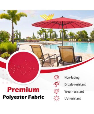 9 Feet Round Patio Umbrella with 18 Fiberglass Ribs