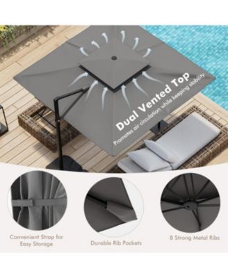 9.5 Feet Cantilever Patio Umbrella with 360° Rotation and Double Top