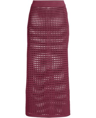 Women's Cotton Open Knit Maxi Swim Cover-up Skirt