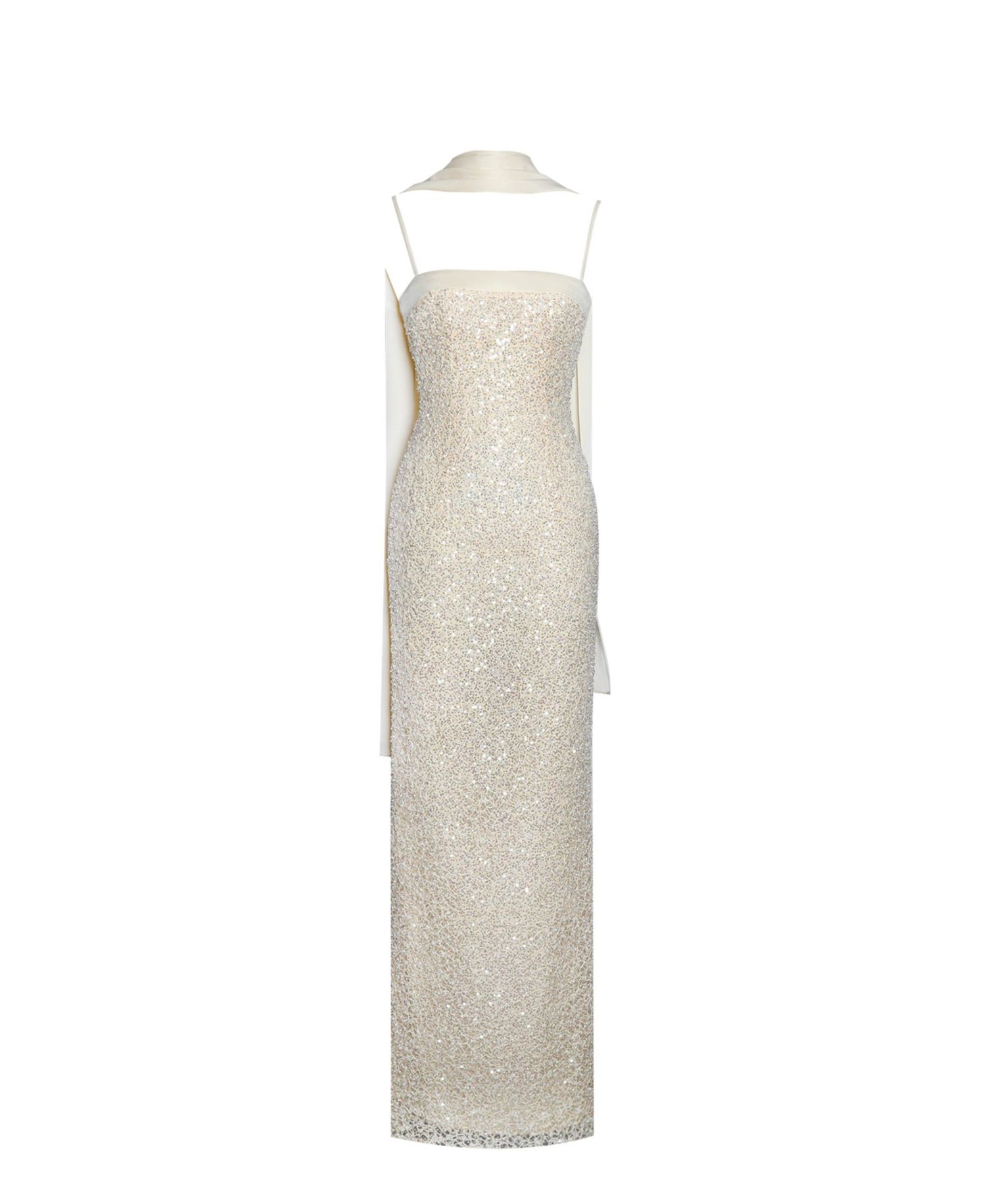 Women's Raizel Gold Beaded Sequin Bodycon Gown with Scarf