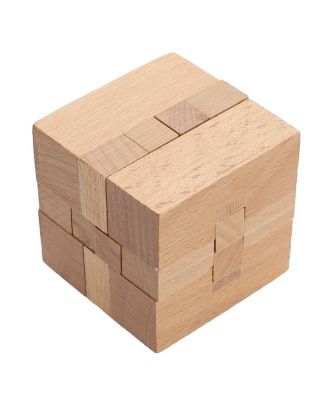 Solid Wood 3D Cube Puzzle