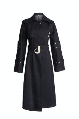 Women's Chaby Denim Jacket Trench Coat Long Coat
