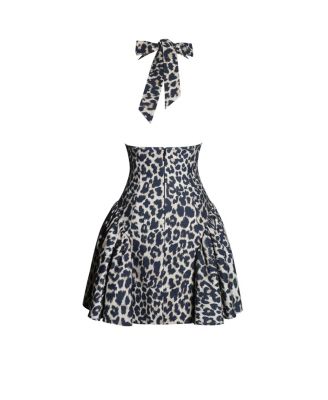 Women's Mackenzie Cheetah Print Halter Linen Mini Dress