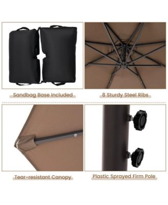 10 Feet Cantilever Umbrella with 32 LED Lights and Solar Panel Batteries