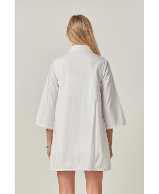 Women's LACE TRIMMED SHIRT MINI DRESS