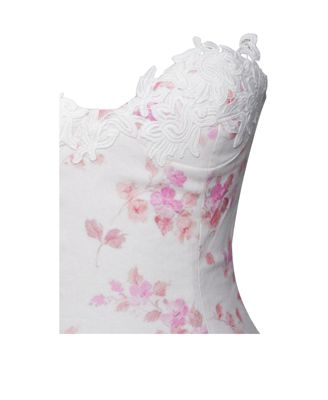 Women's Samara Floral Drop Waist Linen Corset Puffy Mini Dress