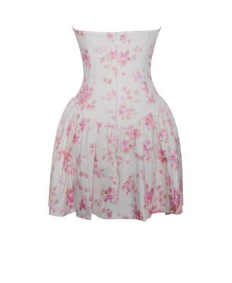 Women's Samara Floral Drop Waist Linen Corset Puffy Mini Dress