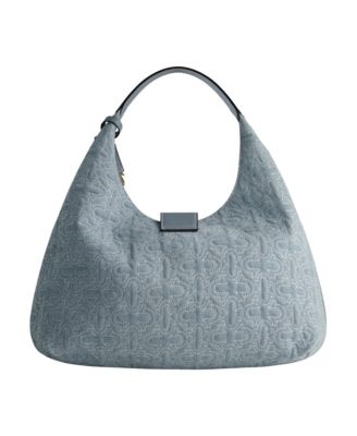 Quilted Horseshoe Large Denim Hobo