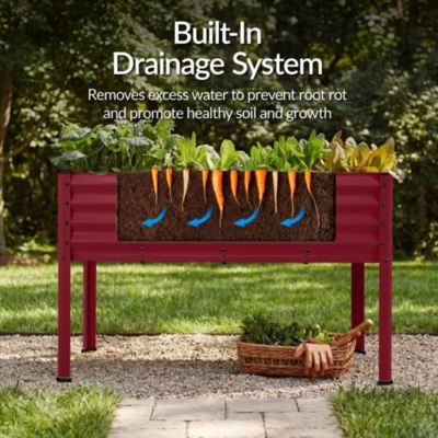 48x24x30in Elevated Galvanized Metal Garden Bed w/ Corner Protectors