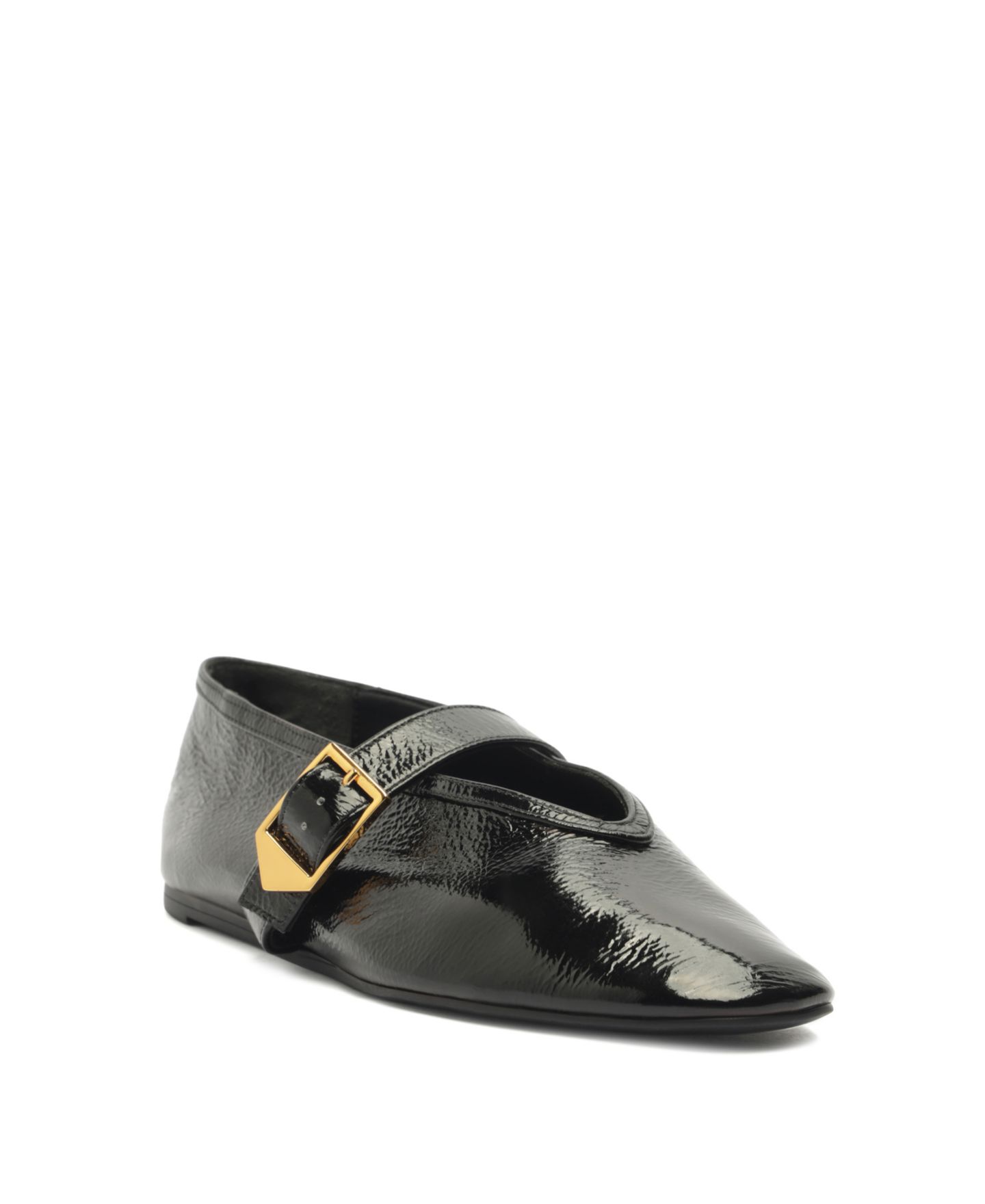 Женские балетки Schutz Courtney с пряжкой, цвет: Чёрный кожаный — фото 1