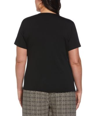 Plus Size Asymmetrical Wrap Short Sleeve Top