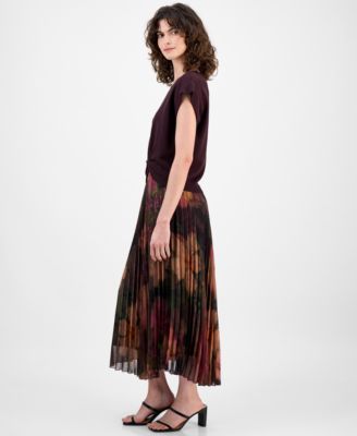 Women's Knit-Bodice Pleated-Skirt Dress